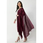 Generic Women's Chanderi Self Design Dupatta (Wine, Length: Free Size) - Image 3