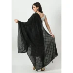 Generic Women's Chanderi Self Design Dupatta (Black, Length: Free Size) - Image 4