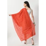 Generic Women's Chanderi Self Design Dupatta (Orange, Length: Free Size) - Image 4