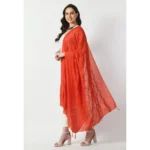 Generic Women's Chanderi Self Design Dupatta (Orange, Length: Free Size) - Image 3