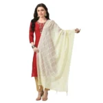 Off White Chanderi Self Design Dupatta for Women