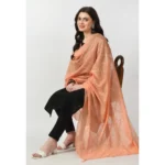 Generic Women's Chanderi Self Design Dupatta (Peach, Length: Free Size) - Image 2