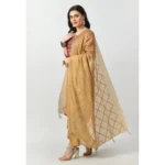 Generic Women's Chanderi Self Design Dupatta (Gold, Length: Free Size) - Image 3