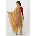 Generic Women's Chanderi Self Design Dupatta (Gold, Length: Free Size) - Image 4
