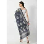 Generic Women's Cotton Printed Dupatta (Grey, Length: Free Size) - Image 4