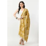 Generic Women's Cotton Printed Dupatta (Gold, Length: Free Size) - Image 2