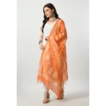 Generic Women's Cotton Printed Dupatta (Orange, Length: Free Size) - Image 3