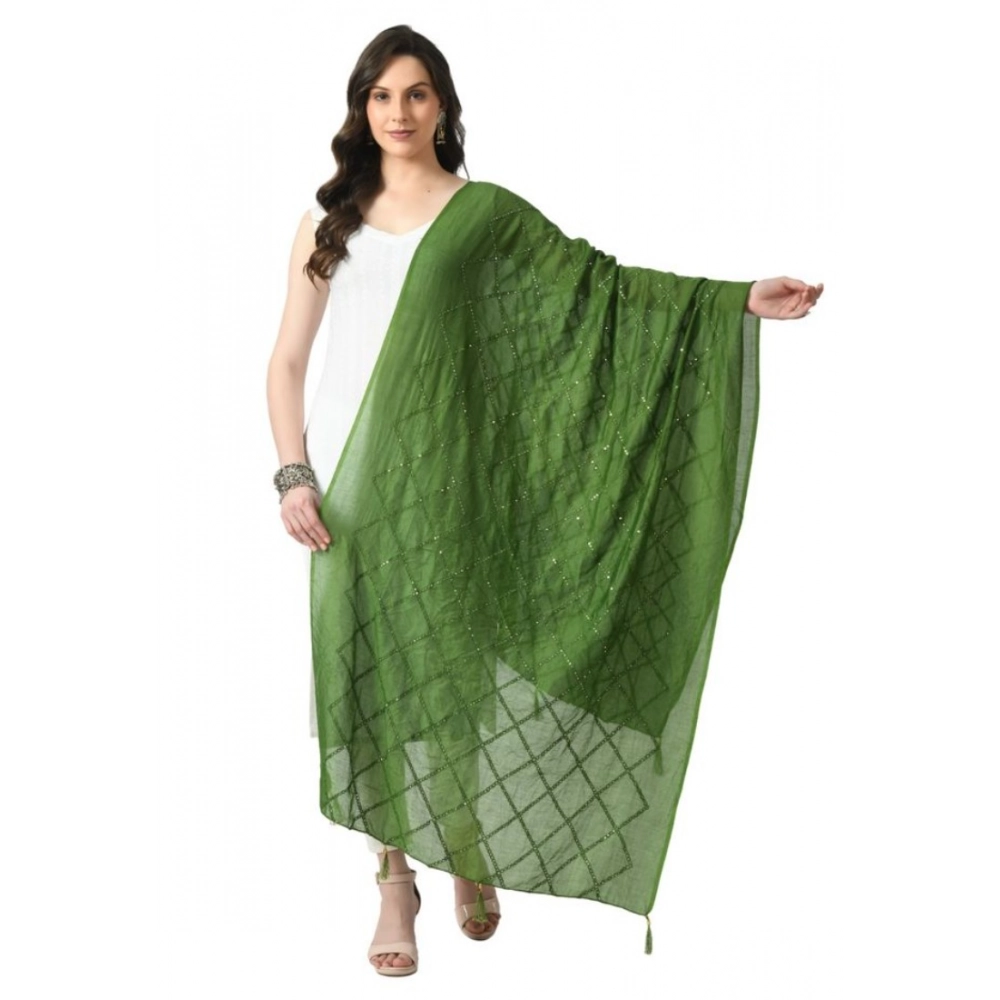 Mehandi Chanderi Self Design Dupatta