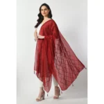 Generic Women's Chanderi Self Design Dupatta (Maroon, Length: Free Size) - Image 3