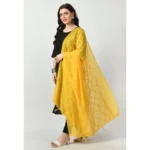 Generic Women's Chanderi Self Design Dupatta (Yellow, Length: Free Size) - Image 3