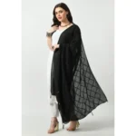 Generic Women's Chanderi Self Design Dupatta (Black, Length: Free Size) - Image 2