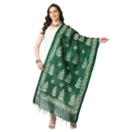 Green Cotton Printed Dupatta for Women