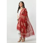 Generic Women's Cotton Printed Dupatta (Red, Length: Free Size) - Image 3