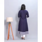 Generic Women's Casual Viscose Rayon 3-4th Sleeve Kurti (Navy Blue) - Image 6