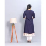 Women's Navy Blue Kurti - Angle 3