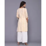 Generic Women's Casual Cotton Blend 3-4th Sleeve Straight Kurti (Yellow) - Image 6