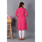 Generic Women's Casual Cotton 3-4th Sleeve Kurti (Pink) - Image 2
