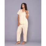 Generic Women's Casual Cotton Short Sleeve Full Night Suit Set (Yellow) - Image 4