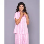 Generic Women's Casual Cotton Short Sleeve Full Night Suit Set (Pink) - Image 2