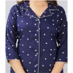 Generic Women's Casual Rayon 3-4th Sleeve Night Suit Set (Blue) - Image 2