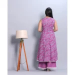 Generic Women's Casual Cotton Sleeve Less Kurti Palazzo Set (Purple) - Image 5