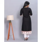 Generic Women's Casual Viscose Rayon 3-4th Sleeve Kurti (Black) - Image 5