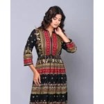 Generic Women's Casual Viscose Rayon 3-4th Sleeve Gown (Black) - Image 2