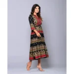 Generic Women's Casual Viscose Rayon 3-4th Sleeve Gown (Black) - Image 3