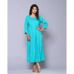Generic Women's Casual Viscose Rayon 3-4th Sleeve Maternity Kurti (Aqua Blue) - Image 4