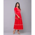 Generic Women's Casual Viscose Rayon 3-4th Sleeve Kurti (Red) - Image 4