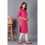 Generic Women's Casual Cotton 3-4th Sleeve Kurti (Pink) - Image 5