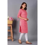 Generic Women's Casual Cotton 3-4th Sleeve Kurti (Orange) - Image 4
