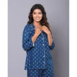 Generic Women's Casual Rayon 3-4th Sleeve Night Suit Set (Blue) - Image 2