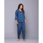 Generic Women's Casual Rayon 3-4th Sleeve Night Suit Set (Blue) - Image 3