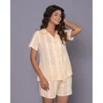 Generic Women's Casual Cotton Short Sleeve Short Night Suit Set (Yellow) - Image 3