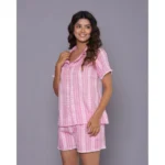 Generic Women's Casual Cotton Short Sleeve Short Night Suit Set (Pink) - Image 4