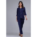 Generic Women's Casual Rayon 3-4th Sleeve Night Suit Set (Blue) - Image 4