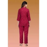 Generic Women's Casual Rayon 3-4th Sleeve Night Suit Set (Maroon) - Image 4