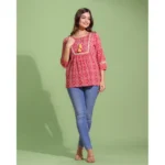 Generic Women's Casual Rayon 3-4th Sleeve Top (Red) - Image 4