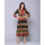 Generic Women's Casual Viscose Rayon 3-4th Sleeve Gown (Black) - Image 4