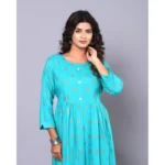 Generic Women's Casual Viscose Rayon 3-4th Sleeve Maternity Kurti (Aqua Blue) - Image 2