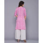 Generic Women's Casual Cotton Blend 3-4th Sleeve Straight Kurti (Pink) - Image 6