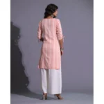 Generic Women's Casual Cotton Blend 3-4th Sleeve Straight Kurti (Orange) - Image 6