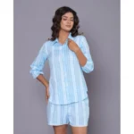Generic Women's Casual Cotton Short Sleeve Short Night Suit Set (Aqua) - Image 2
