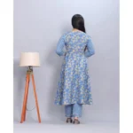 Generic Women's Casual Cotton 3-4th Sleeve Kurti Palazzo Set (Blue) - Image 6