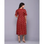 Generic Women's Casual Viscose Rayon Half Sleeve Alia Cut Gown (Maroon) - Image 5