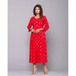 Generic Women's Casual Viscose Rayon 3-4th Sleeve Maternity Kurti (Red) - Image 2