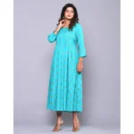 Generic Women's Casual Viscose Rayon 3-4th Sleeve Maternity Kurti (Aqua Blue) - Image 3