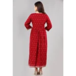 Generic Women's Casual Viscose Rayon 3-4th Sleeve Nayra Cut Kurti (Red) - Image 6