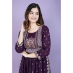 Generic Women's Casual Viscose Rayon 3-4th Sleeve Nayra Cut Kurti (Purple) - Image 2